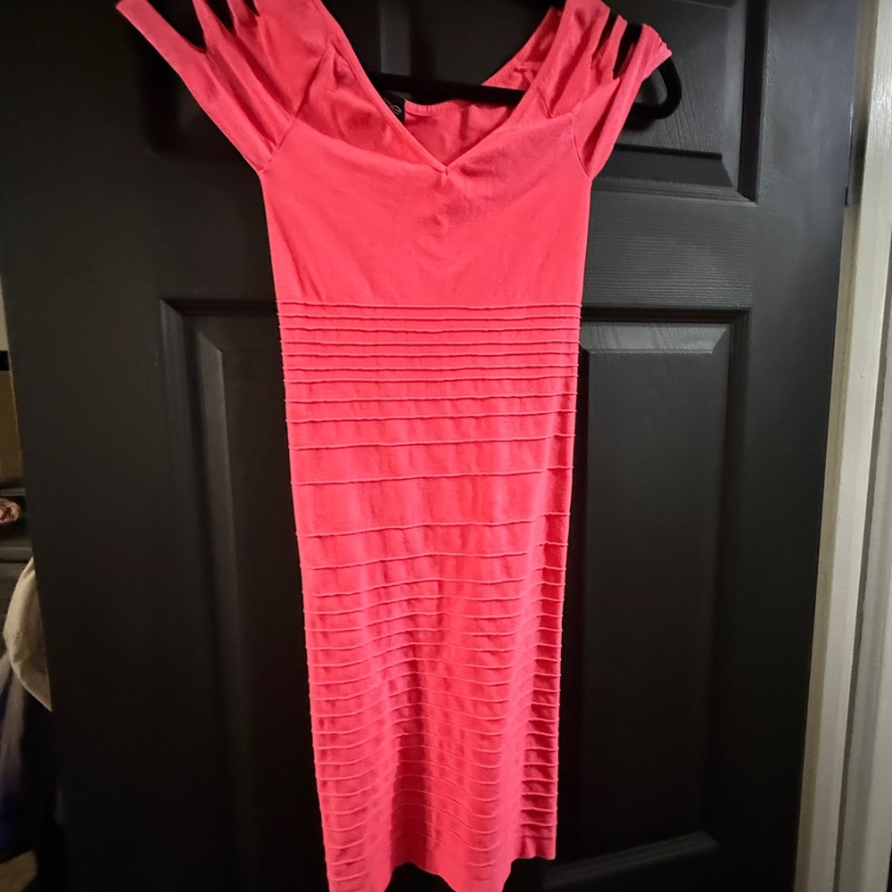 bebe Vibrant Pink Strappy Midi Dress